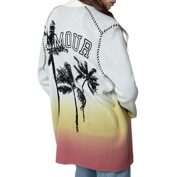 Zadig & Voltaire Austin Cosmo Open Front Ombre Cardigan Sweater M - Picture 3 of 11